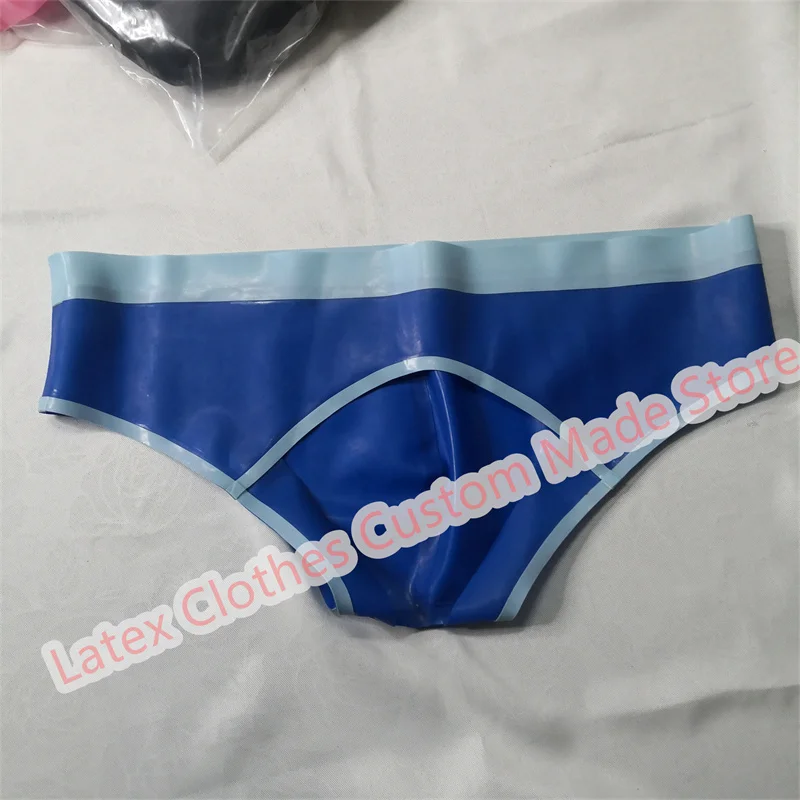 Sexy Latex Shorts Briefs Handmade Men Rubber Underwear T-back Thong G-string Cosplay Costume Open Hip