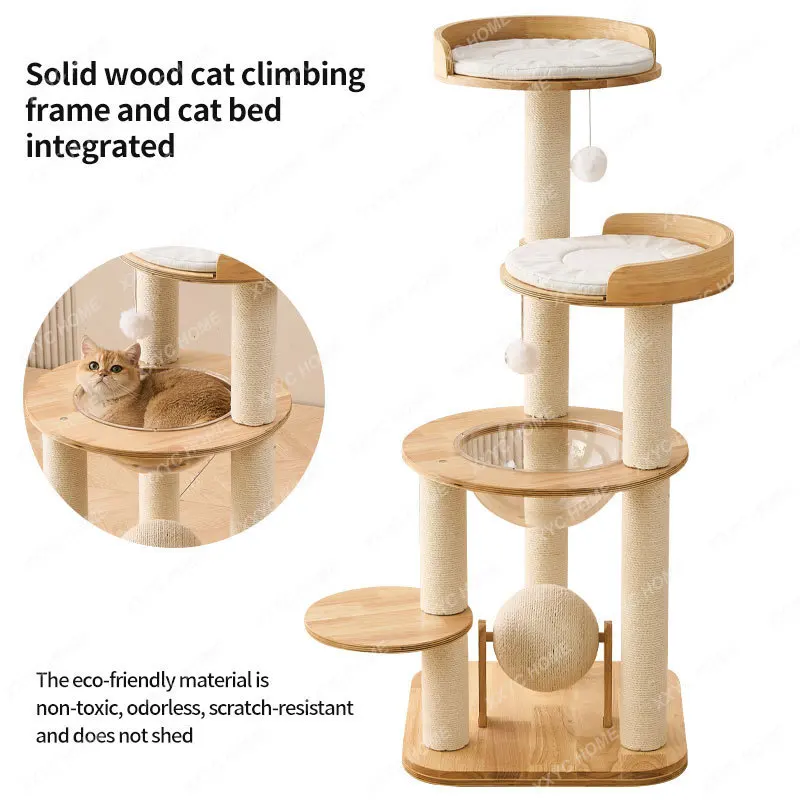 M Oak cat climbing frame cat nest small apartment does not occupy a solid wood cat climbing frame
