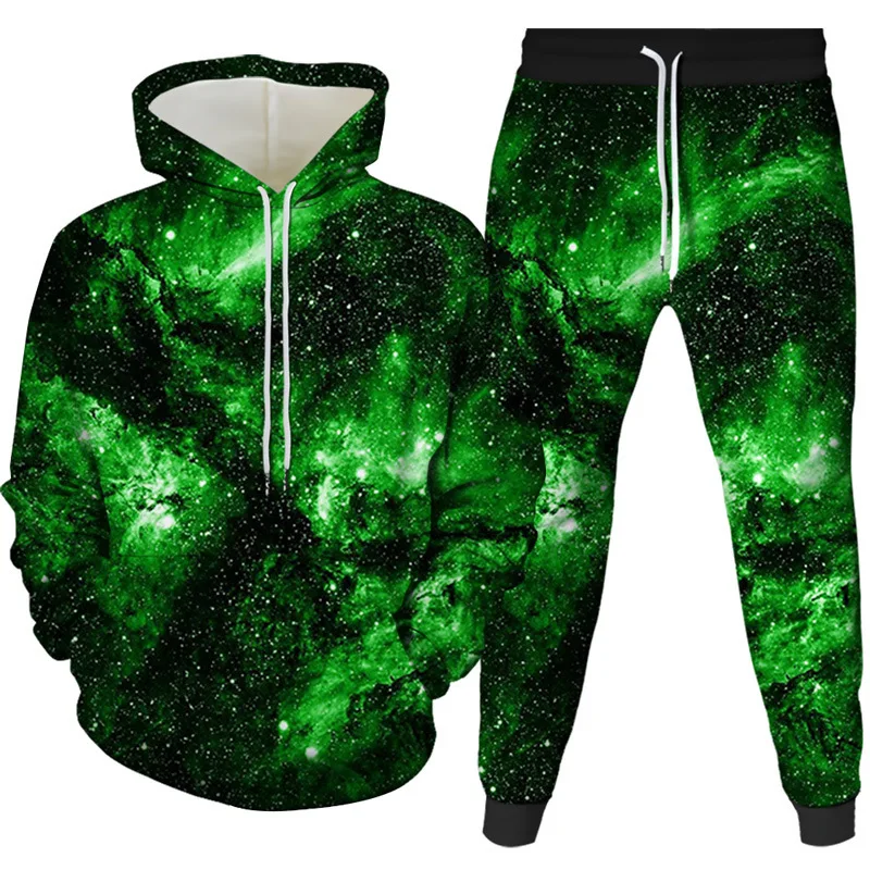 Animal 3D Night Sky Printed Hoodie + Pants Suit Cool Men/Women 2 Pcs Sportwear Tracksuit Set Autumn and Winter Men's Clothing