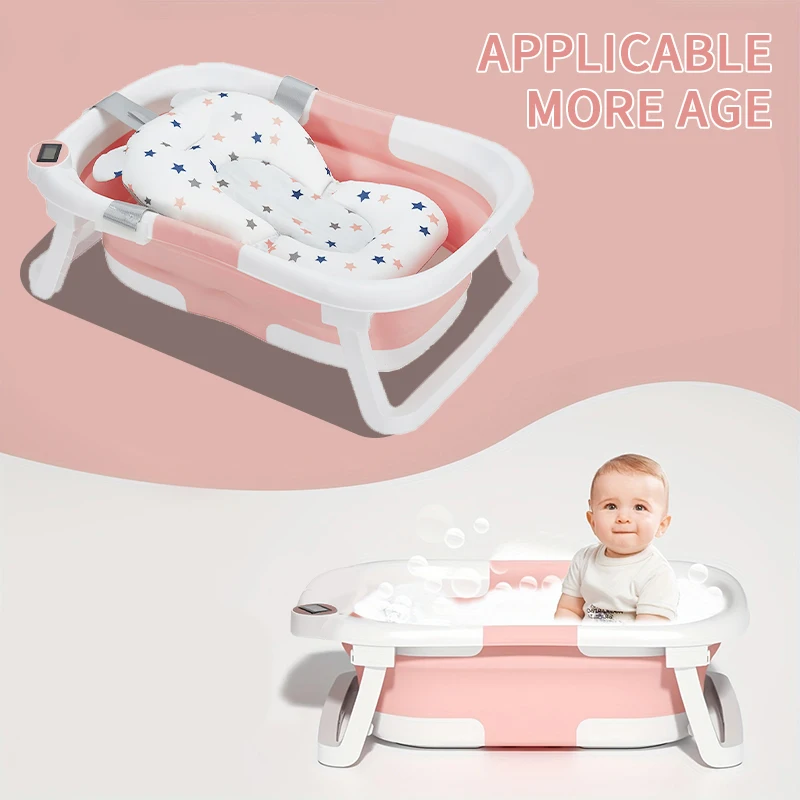 

Складная детская ванна с подушечкой для ванны, визуальный датчик температуры, сливное отверстие, портативная дорожная ванна, подарок на Хэллоуин