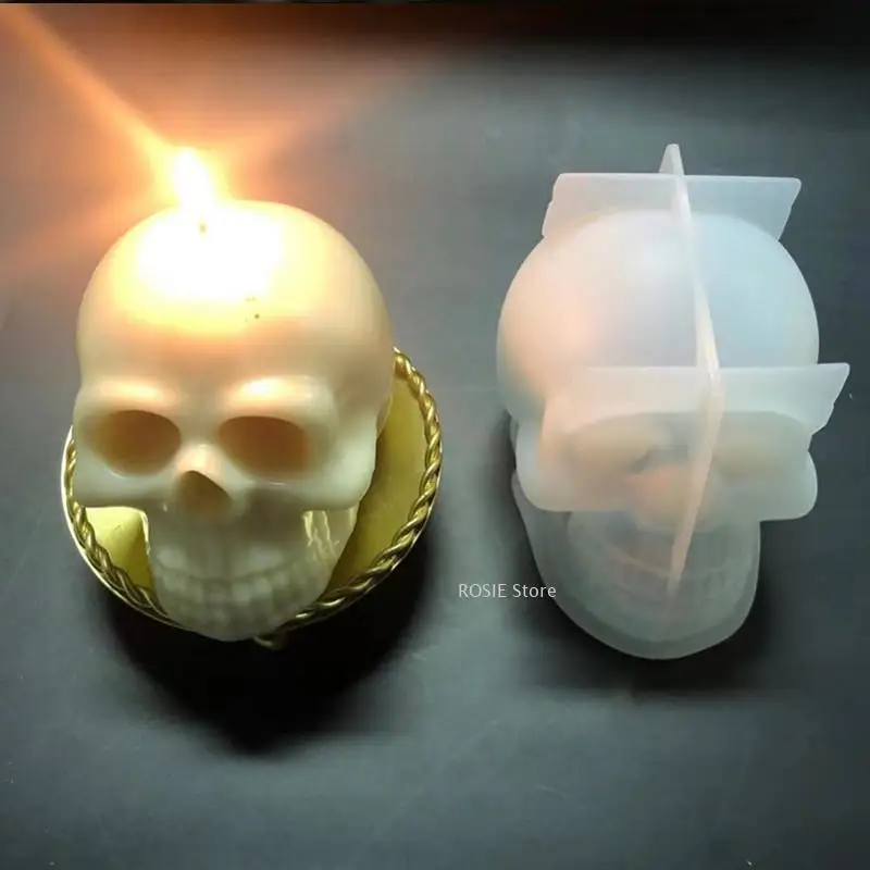 New White Skull Candle Mold for Handmade Silicone Wax Molds Cake Soap Mold Desktop Gypsum Epoxy Resin Aromatherapy Candle Making