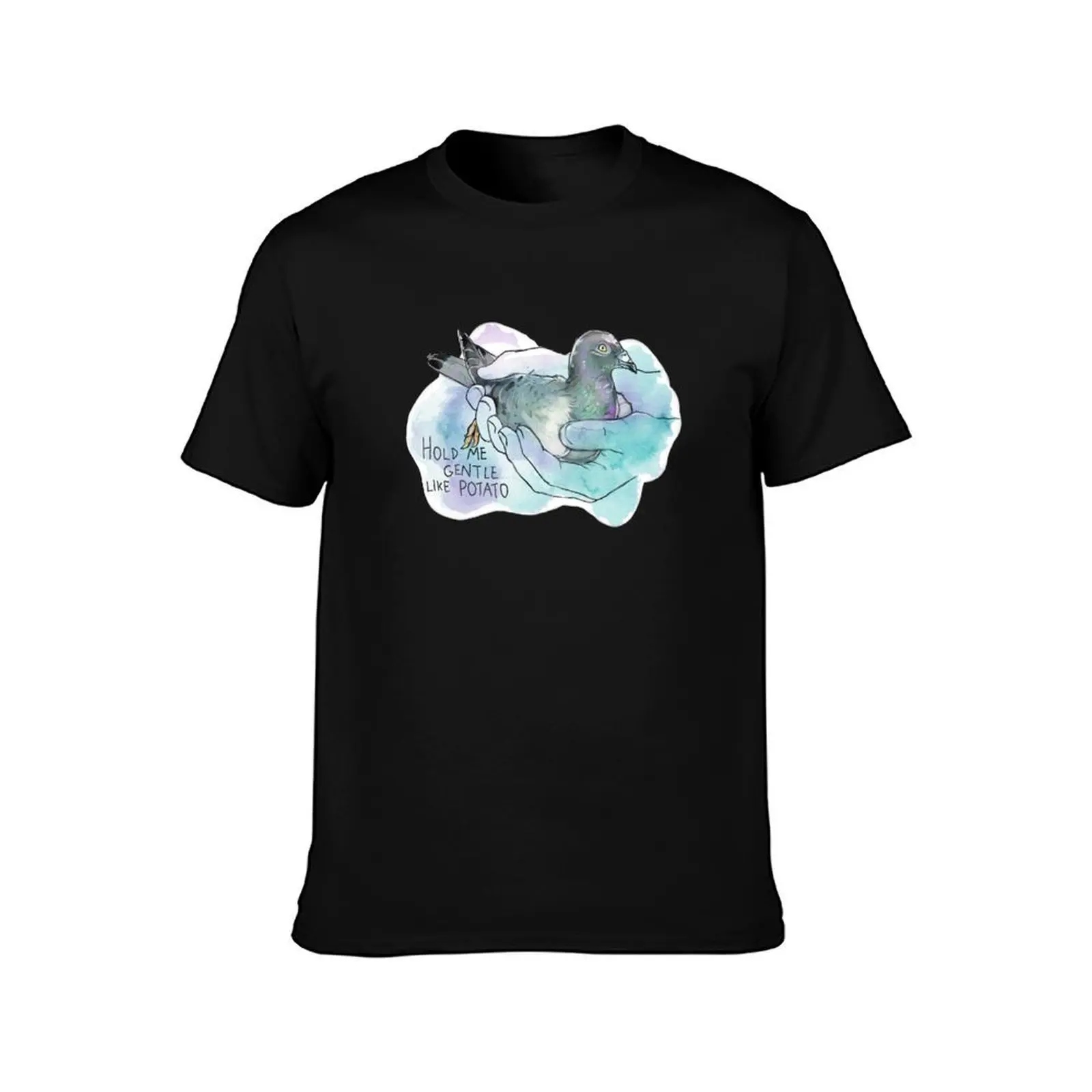 Pigeon Hold Me Gentle Like Potato T-Shirt Summer Casual Cotton Tee Oversized Streetwear Tops Vintage Graphic Print