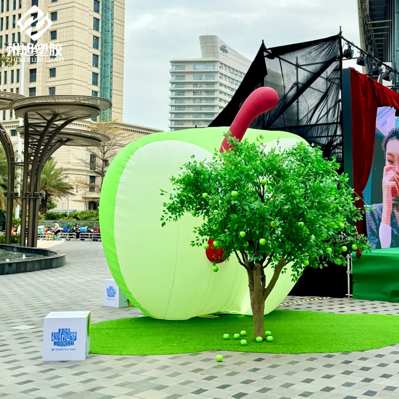 Modelli gonfiabili personalizzati di aria mela verde oggetti di scena estivi per la decorazione esterna nei centri commerciali