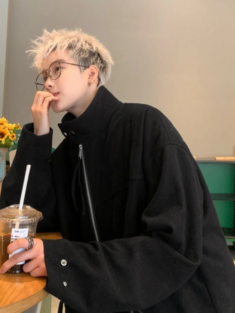 

Ретро-куртка из американского вельвета для мужчин, весенне-осенняя, модная, с воротником-стойкой, топ Haome для подростков и молодежи