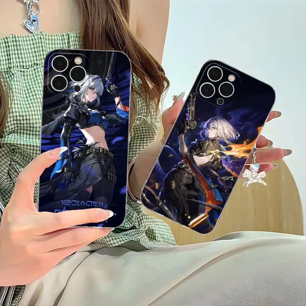 Wuthering Waves Galbrena جراب هاتف آيفون 16 15 14 13 12 11 X XR XS 8 6 Pro Max Plus غطاء صغير شفاف اللون غطاء فاخر