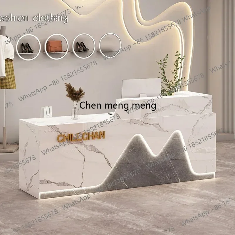Counter Reception Table Tempered Glass Desk Luxurious Office Dhome Furniture Luxury Administrator Stand Bureau Meuble Atelier