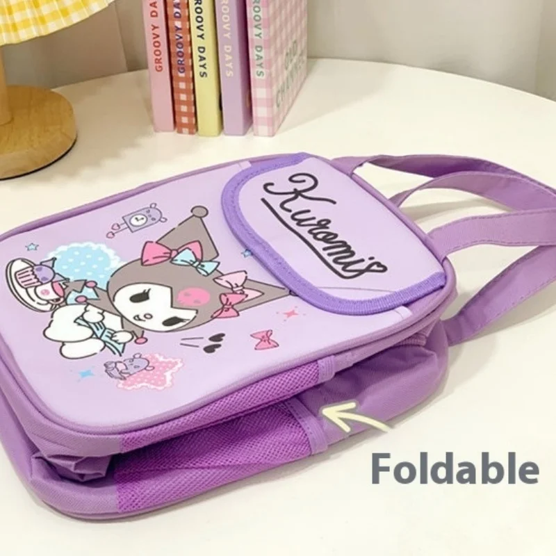 Cartoon Sanrio Insulated Fashionable Lunch Bag Reusable Foldable Zipper Closure PU Material Unlined Student Lunch Bag Kids