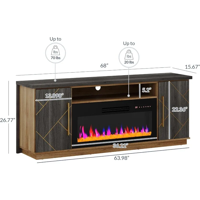 68“ Fireplace TV Stand for TV's Up to 75