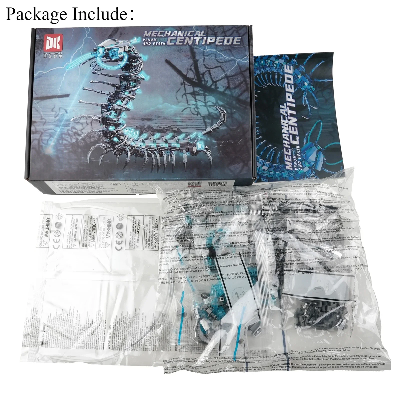 698PCS MOC Mech Centipede Mechanical Model Puzzle Building Blocks Birthday Gift Small Particle with Block Light Educatinal Toy