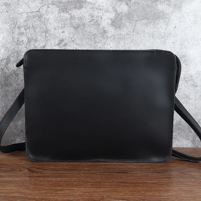 Bolsa de ombro de couro genuíno, envelope masculino de couro crossbody, bolsa versátil mensageiro, luxo de alta qualidade