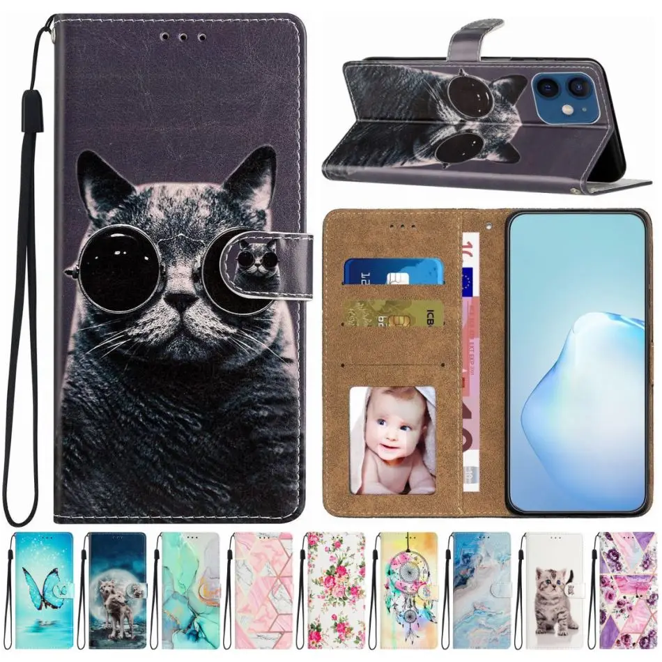 

Fashion Painted Case For Samsung Galaxy A33 A53 S20 S21 FE S22 S23 Note 9 10 Plus 20 Ultra 5G Wallet Card Phone Back Cover P18D