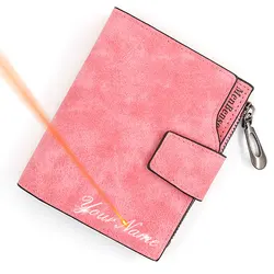 2023 New Short Women Wallets Zipper Card Holder Name Engraved Women's Purse High Quality Money Clips Coin Pocket Female Wallet