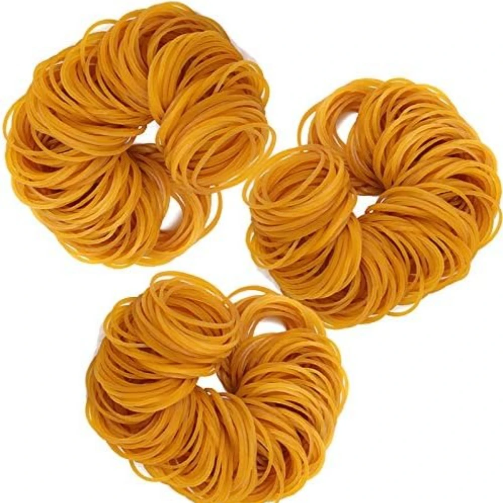 150-450 Stück hochelastische gelbe Gummibänder, 40 mm, Befestigungselemente, Schulbedarf für Schüler, starke elastische Gummibänder, Bürobedarf. – Detail 3