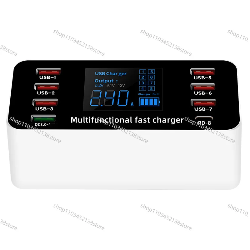 Source factory QC3.0 fast charging 60W smart digital display multi-port USB mobile phone charger universal charging head