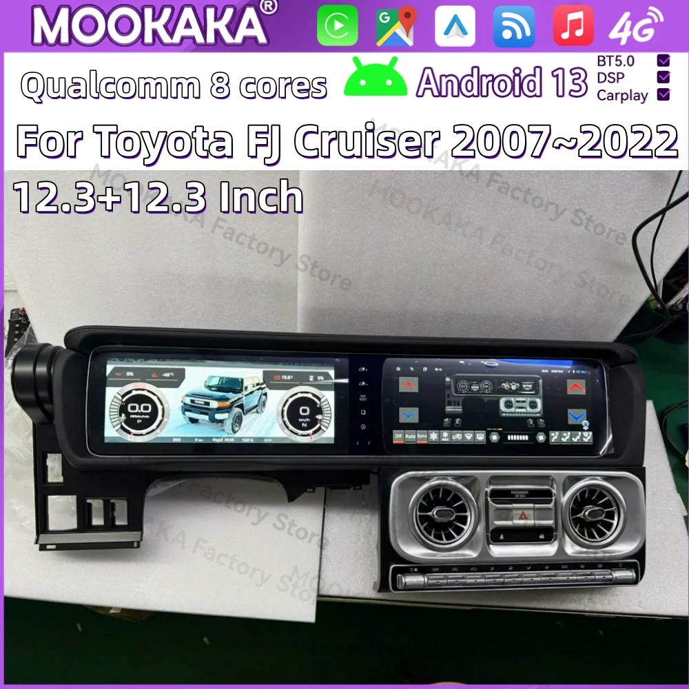 Android Car Radio For Toyota FJ Cruiser 2007~2022 Car armrest fridge Multimedia Navigation Car Stereo Receiver Player Head Unit