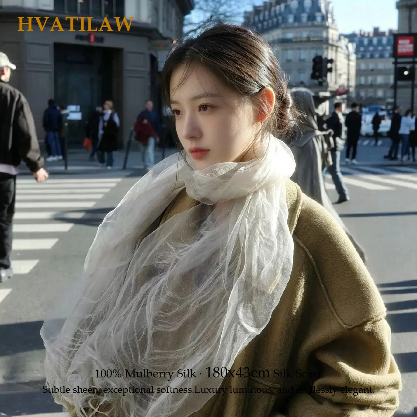 New 100% Mulberry Silk Scarf Evening Wrap Luxury Designer 180x43cm for Spring Summer Soft Smooth Breathable Sun Protection Shawl