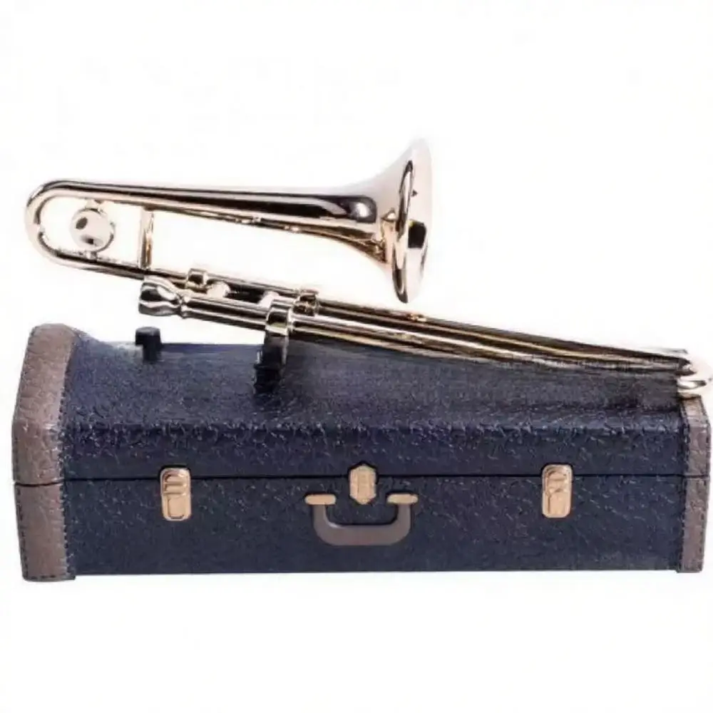 Exquisite Trombone Music Box Resin Figurine Ornament Creative Decoration For Wedding Anniversary Birthday Gift