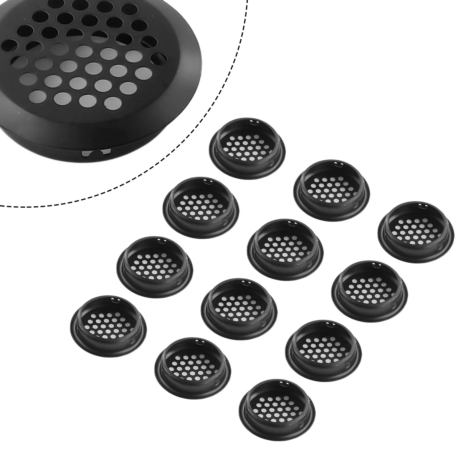 Indoor Air Quality Ventilators Cooling Air Vent Holes Ventilation Grilles 35mm Air Vent Soffit Stainless Steel 12pcs Black
