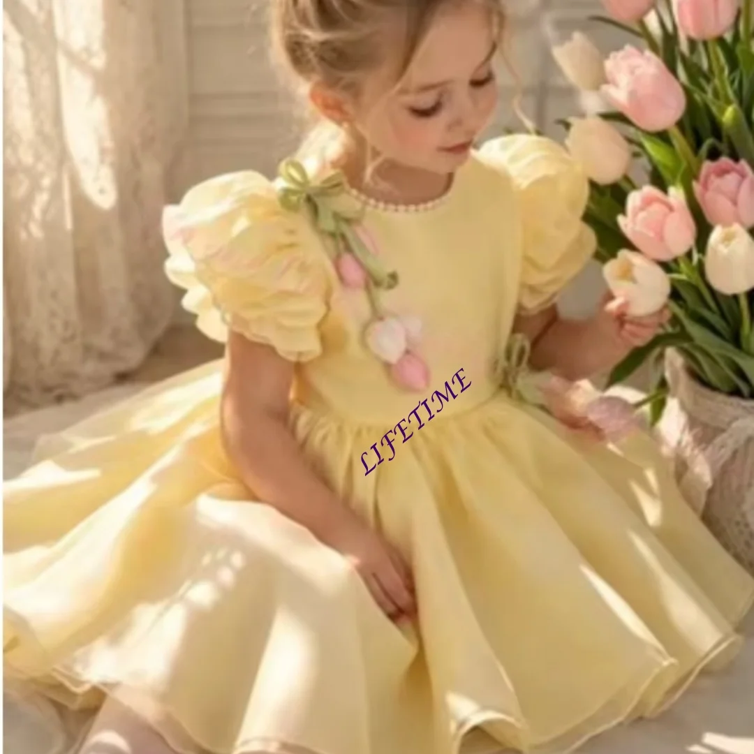 robe-de-demoiselle-d'honneur-mignonne-et-personnalisee-sevintage-robe-de-princesse-a-manches-courtes-bouffantes-ideale-pour-les-fetes-d'anniversaire-de-celebrites