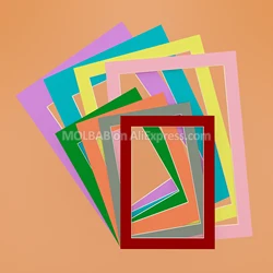 A3A4A5 Photo Mats Dark Red/Gray/Orange/Green/Pink/Yellow/Blue/Purple Paperboard Mounts For Picture Frame Passe-Partout 12PCS/Lot