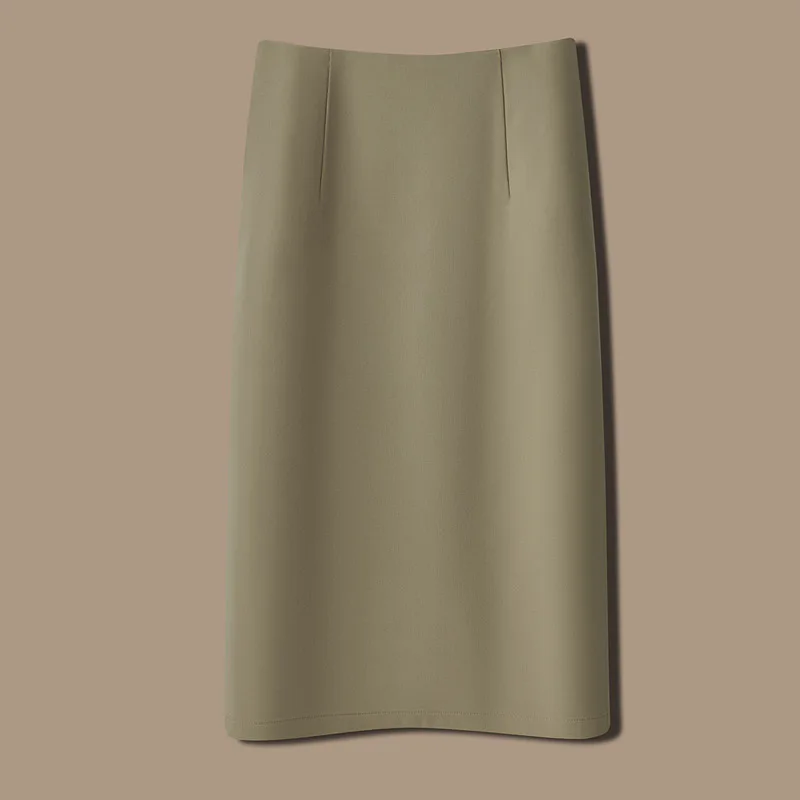 Busin Suit Midi-rok met hoge taille Professionele kokerrok met rechte pijpen Ele F-lengte rok met hoge taille voor dames