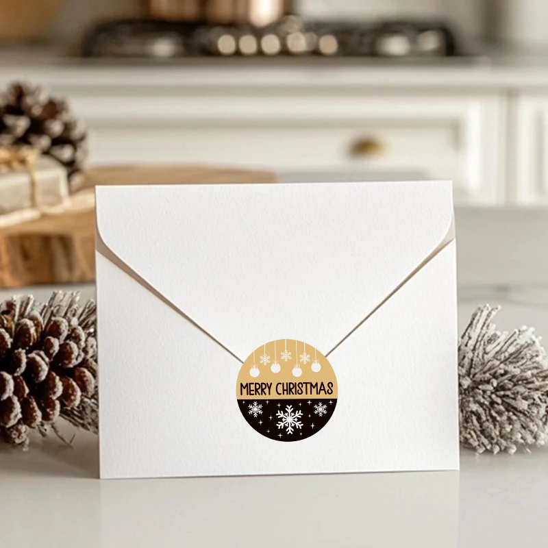 500 قطعة/لفة كرافت ورقة عيد الميلاد ملصقات السنة الجديدة شكرا لك ملصقات عيد الميلاد الديكور لبطاقة هدية صندوق حزمة 1 بوصة #4