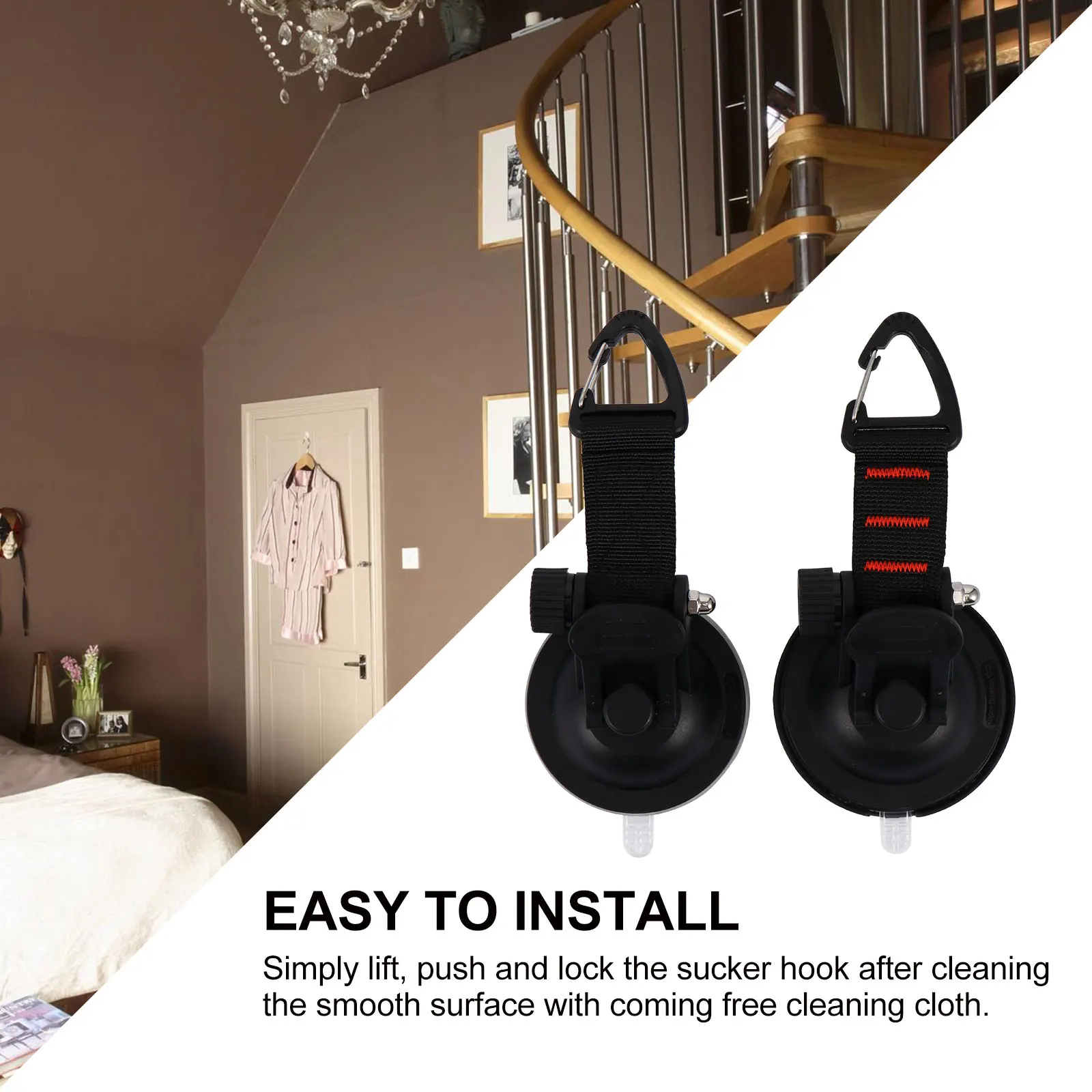 

2 Pcs Suction Hooks Heavy Duty Car Tent Cup Wall Hanging Multifunction Outdoors Black Pp