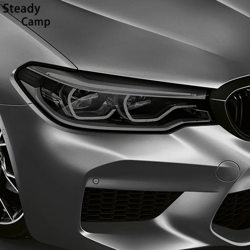 

2 Pcs Car Headlight Protective Film Headlamp Restoration Transparent Black TPU Sticker For BMW M5 F10 F90 2011-2020 Accessories