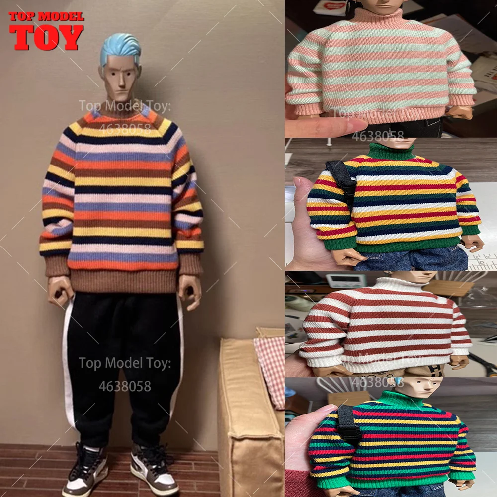 In Voorraad 1/6 Trui Gestreepte Top Jas Vrijetijdsstijl Kleding Accessoire Model Fit 12 '' Mannelijke Soldaat Action Figure Body poppen