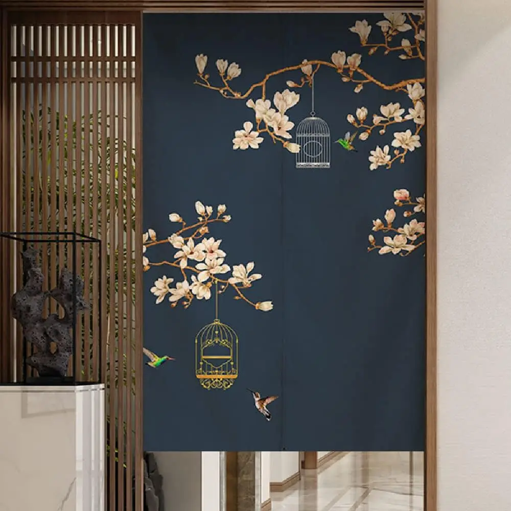 Amidoudou Japanese Style Door Curtain - Home Restaurant Kitchen Partition - Feng Shui Curtain Noren (Birds, 33.5x59 Inch)