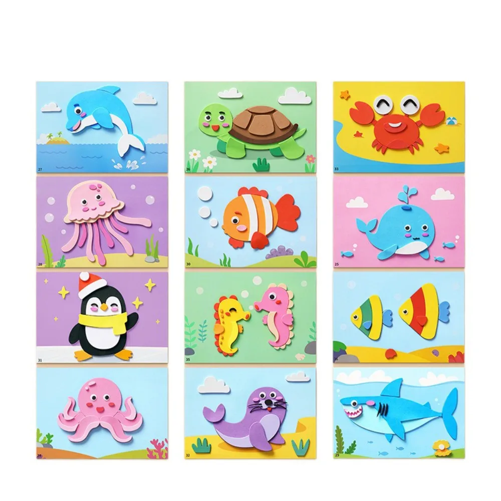 EVA dessin animé 3D autocollant bricolage jouet faisant matériel Puzzle Montessori Art artisanat jouet dessin animé Animal Art apprentissage