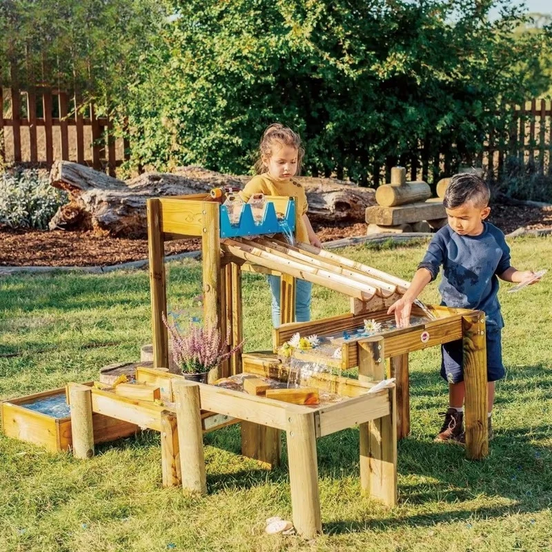 Kindergarten Kindergarten Indoor and Outdoor Children's Wooden Water Table Game Set Forest Water Run Mud, Sand and Water Games