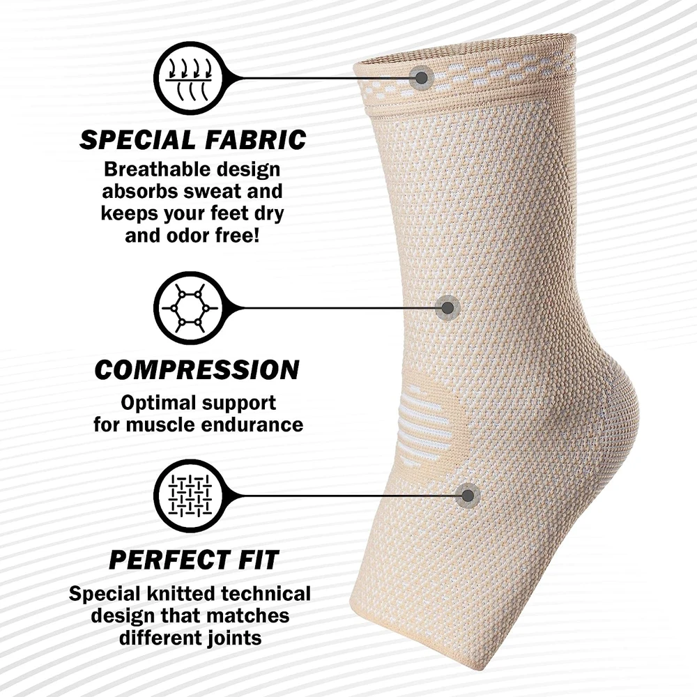 1Pair Ankle Brace Compression Support Sleeve for Injury Recovery,Joint Pain,Achilles Tendon Support,Plantar Fasciitis Foot Sock