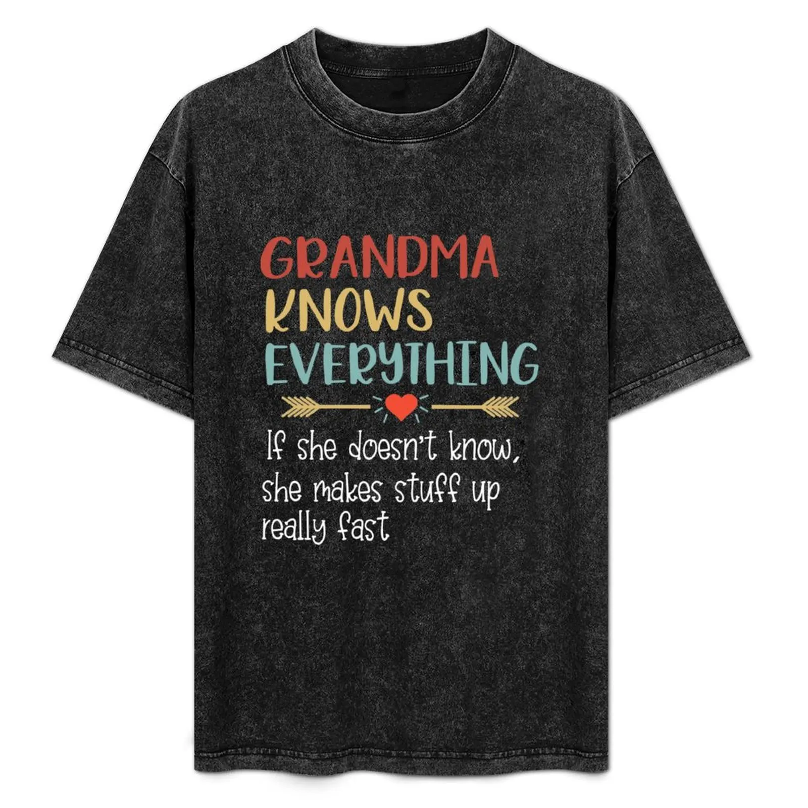 Vintage Grandma Knows Everything Family Gifts T-Shirt new edition graphics mens designer t shirt