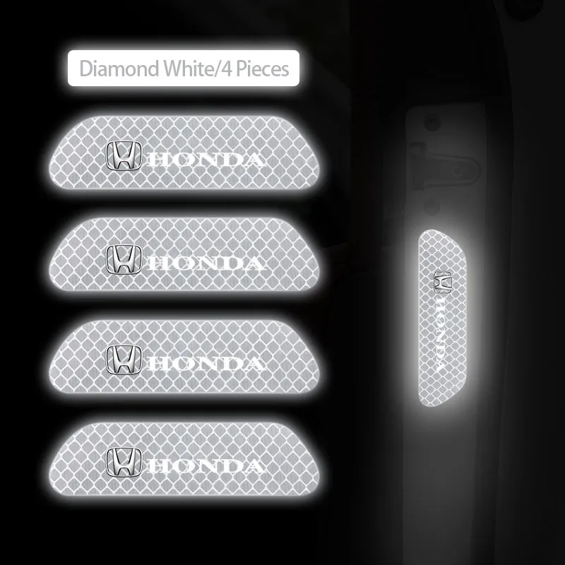 4 Uds pegatina para puerta de coche advertencia de seguridad marca reflectante para Honda Civic Accord Fit Jazz CRV BRV HRV Insight Pilot Passport TYPE-R