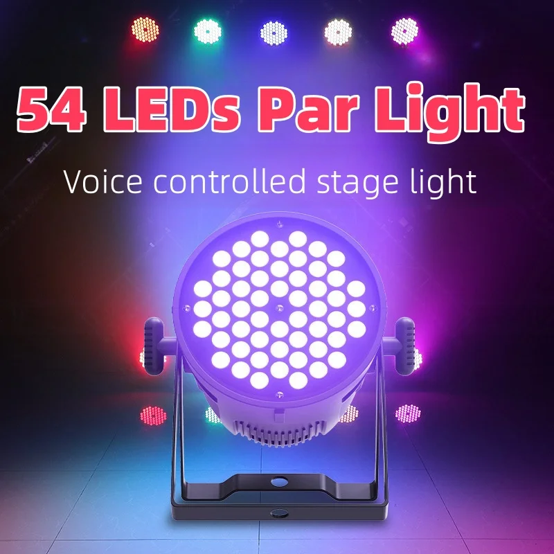 

54 Leds Full Color Par Light Intelligent Sound Control Professional Stage Lighting 200W Colorful Wedding Bar DJ Light AC90 -245V