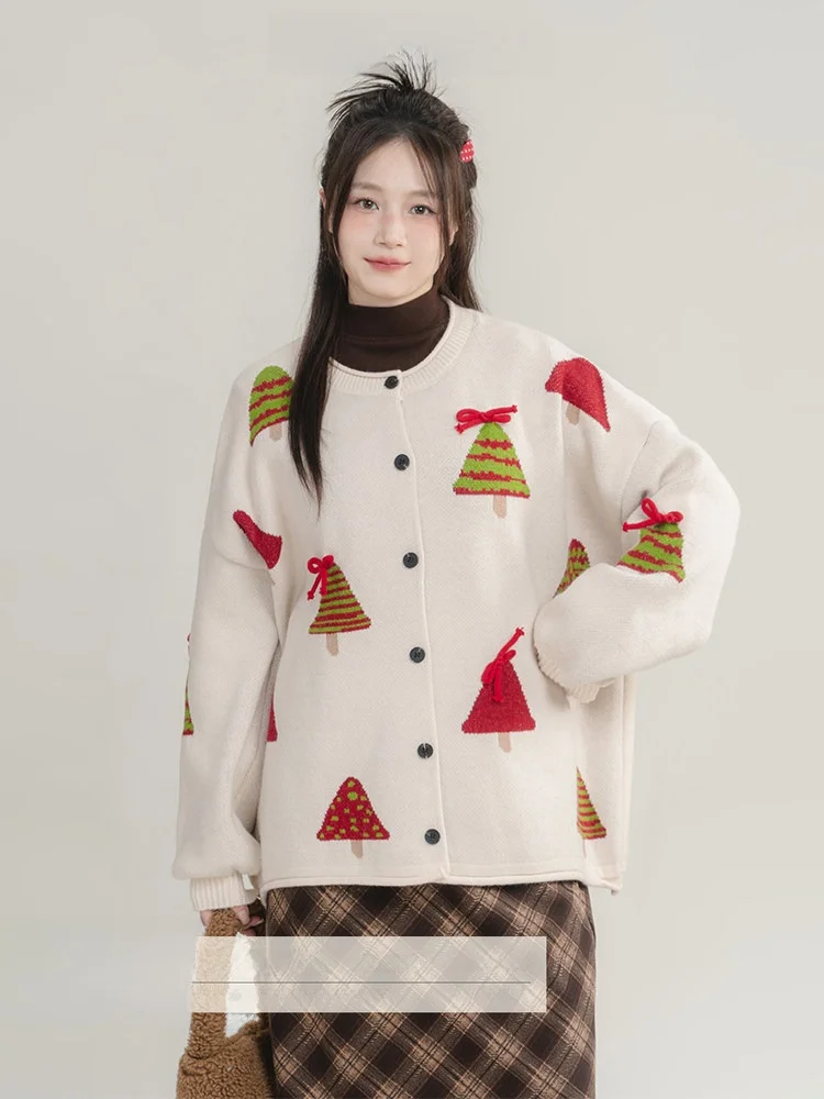 

Heynew плюс размер Cisas с рисунком дерева, открытый кардиган, свитер, мягкий уютный повседневный вязаный топ для женщин, зимнее новое поступление