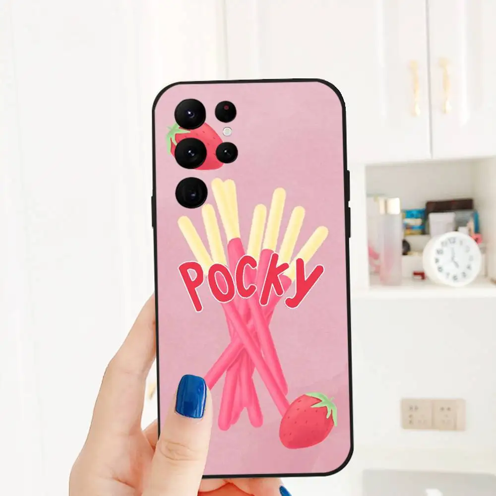 P-pocky chocolate caso de telefone para telefone série s s20 s21 s22 s23 s24 fe plus ultra tpu macio para pele-amigável capa