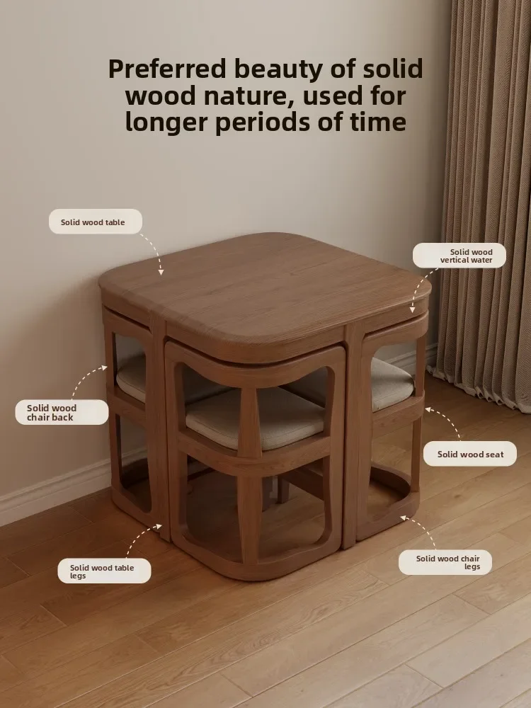 

Solid wood tea table Leisure One Four chairs Small household Chair combination Balcony coffee