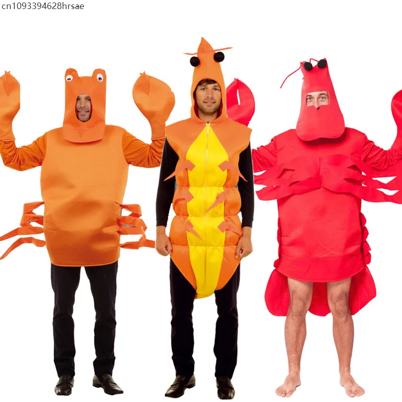 

Shrimp Unisex Costume Unisex Crab Costume Adult Lobster Man Cosplay Halloween Sea Food Costume 2025 New Arrival