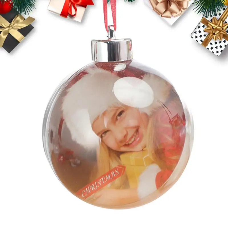 Bola De Natal De Plástico Transparente Fillable, Bauble Photo Frame, Natal Árvore Pendurado Ornamento, Decoração Do Casamento, Caixa De Presente Do Partido