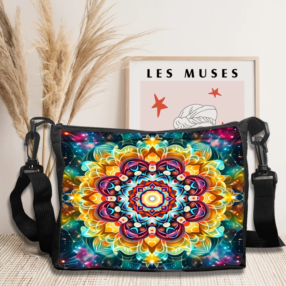 Colorful Mandala Pattern Crossbody Bag Multicolor Cosmic Floral Design Shoulder Bags For Women And Girls Fashionable Everyday Us