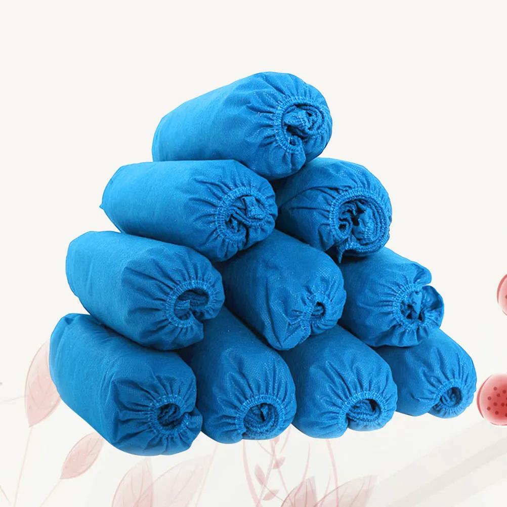 200Pcs Elastic Band Disposable Nonwoven Fabric Shoes Covers Breathable Nonslip Shoe Protector for Kitchen Home Travel Dark Blue