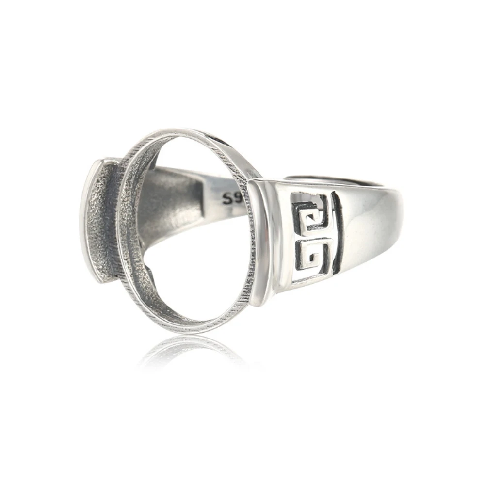 

Ring Blank (15x16mm Oval Blank) Adjustable Thai Sterling Silver Ring Setting Oval Cabochon Ring Bezel