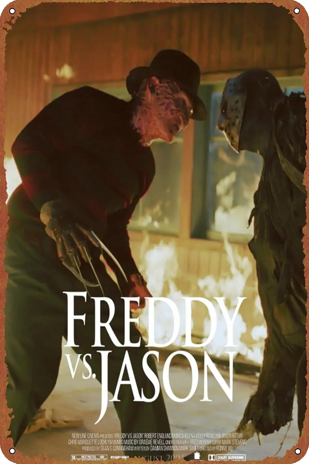 1 PCS,Freddy vs. Jason Funny Metal Tin Sign Vintage Black Wall Art Decoration Living Room Bathroom Kitchen Poster Decor 8 * 12 I