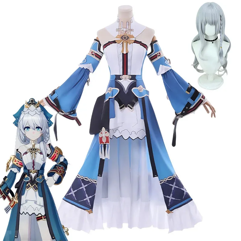 

Game Honkai Impact 3 Theresa Apocalypse Cosplay Costume Schicksal Archbishop New Skin Combat Uniform Dress Wig Role Play Suit