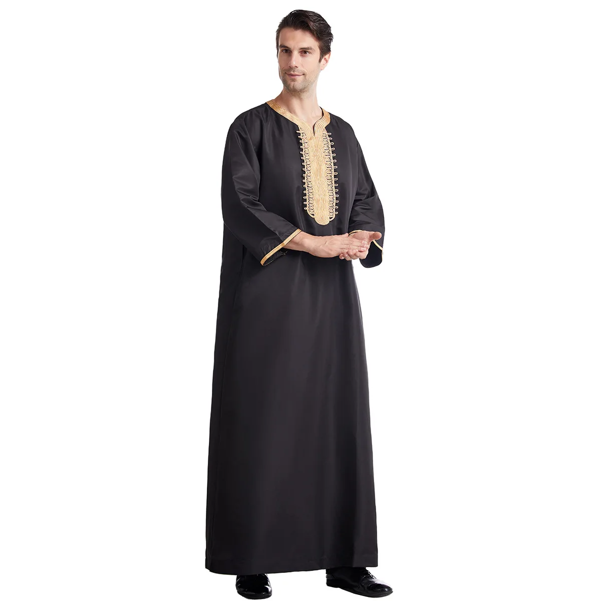 Muzułmanki Jubba Thobe Islamic Clothing Ramadan Mens Abaya Dress Long Robe Saudi Wear Musulman Caftan Jubah Dubai Arab Dressing