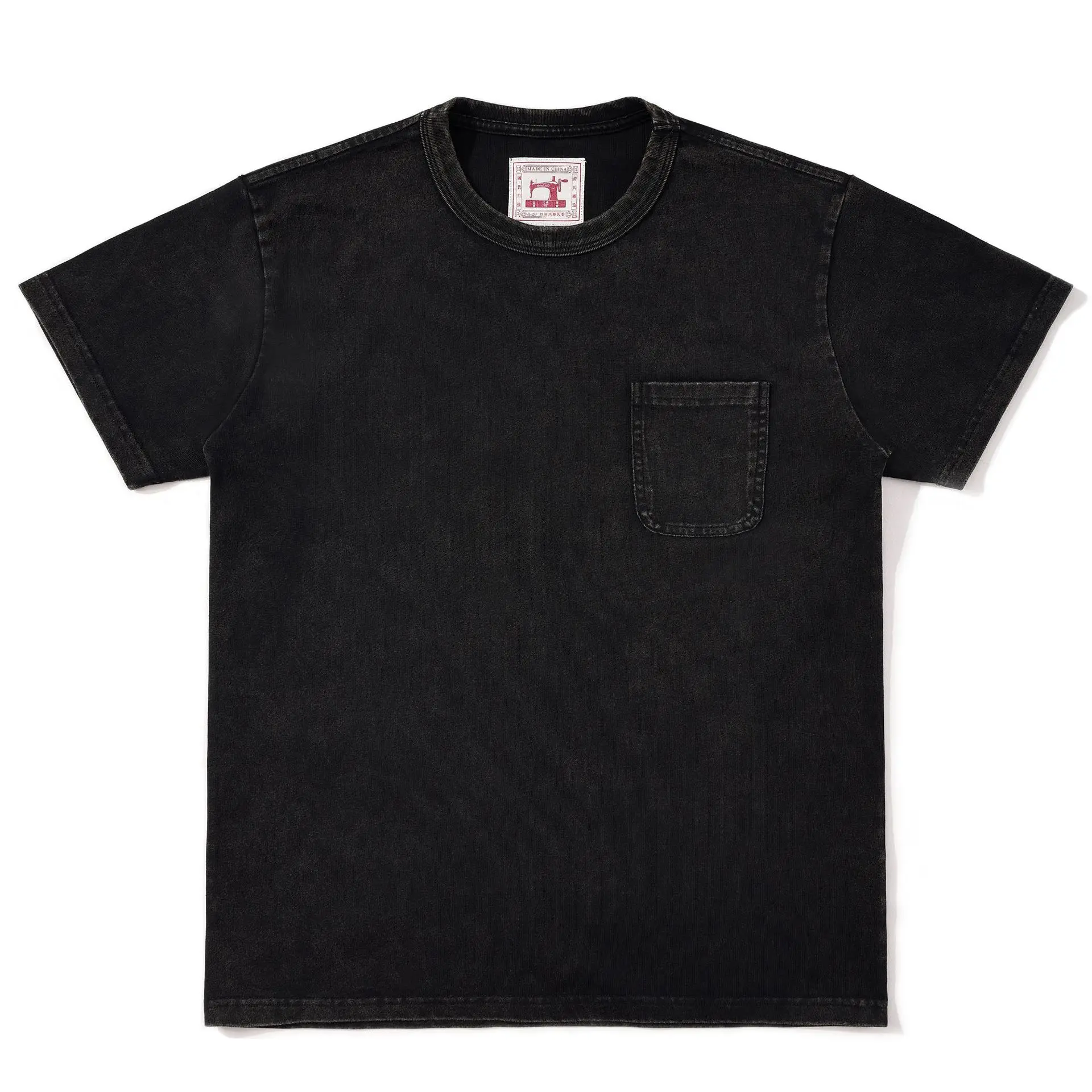 Distressed Heavyweight Cotton American Retro T-Shirt, High-Quality Texture, Solid Color, Short-Sleeved, Simple Youth T-Shirt