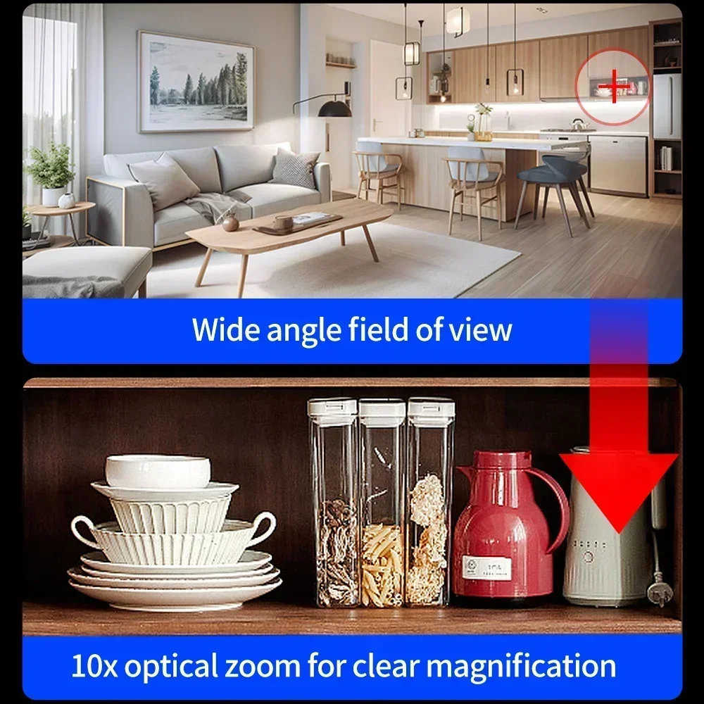 4MP Wifi IP Camera Smart Home Three lenses 10x Zoom Two-way Voice Video Call Monitoring Color Night Vision Wireless Security Cam