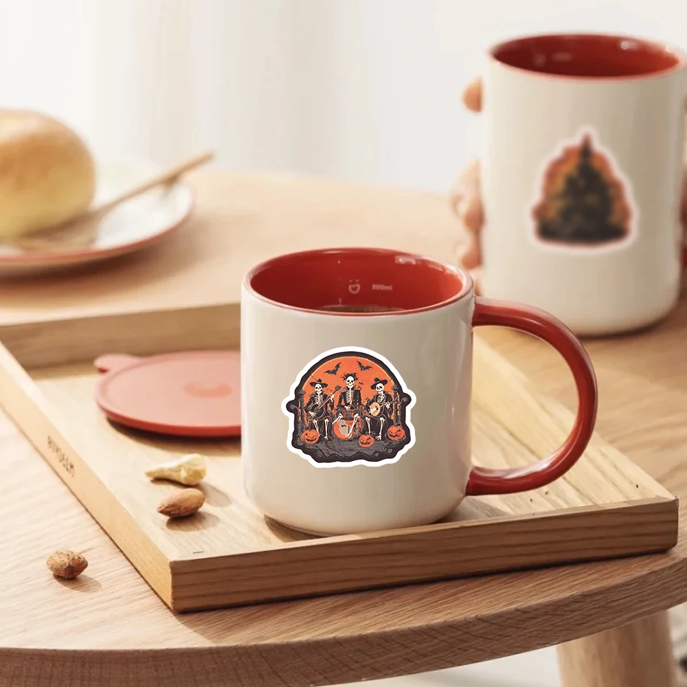Skurrile Halloween-Aufkleber-Set, geheimnisvolle Hexe und Friedhof-Aufkleber für Scrapbooking, Handyhülle, verzauberte Halloween-Dekoration für